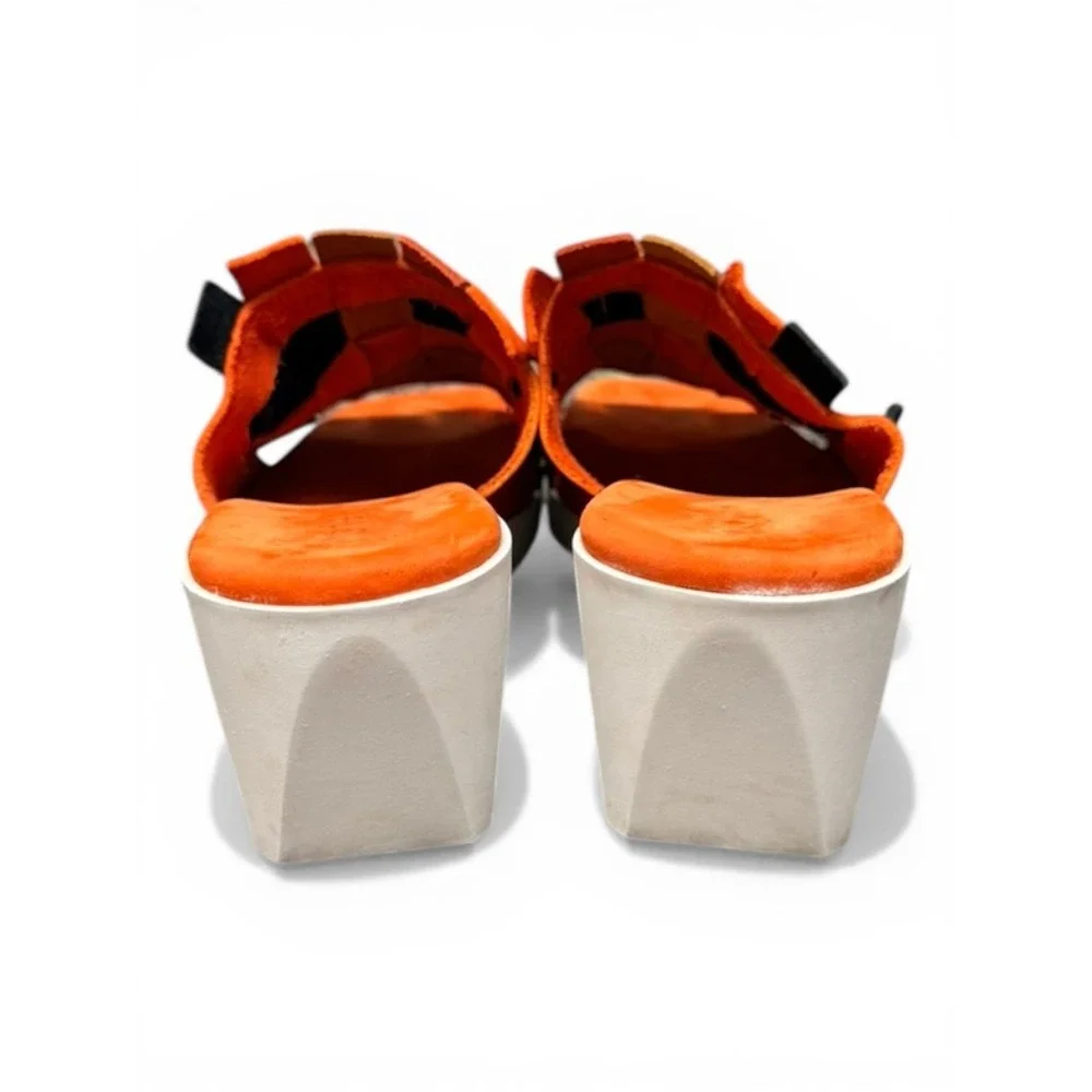 Arche Wedge Sandals Womens‎ 40 Orange Woven Suede Platform Slide Made in France
